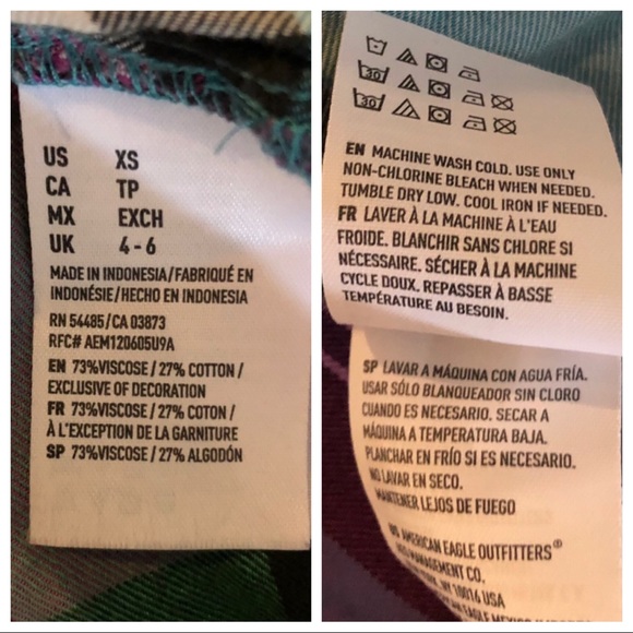 American Eagle Vintage Boyfriend Plaid Shirt XS - Picture 8 of 8